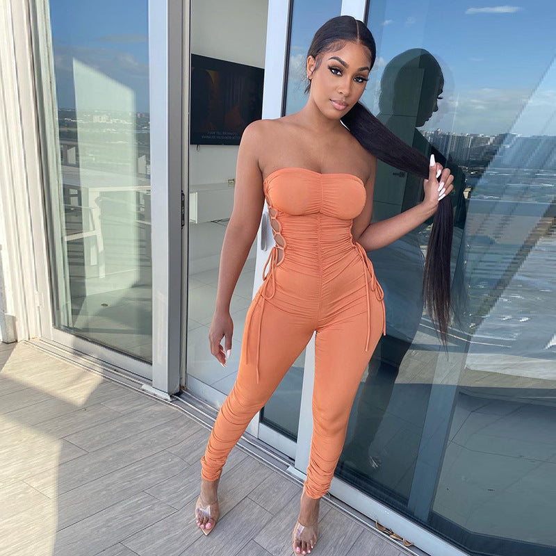Women Autumn Summer Strapless Hollow Out Jumpsuit – Sexy & Elegant